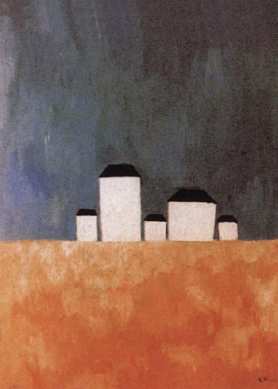 Kasimir Malevich Five house Landscape oil painting image